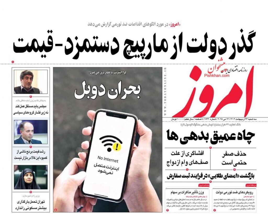 صفحه اول روزنامه های اقتصادی ۲۳ اردیبهشت ۱۴۰۴