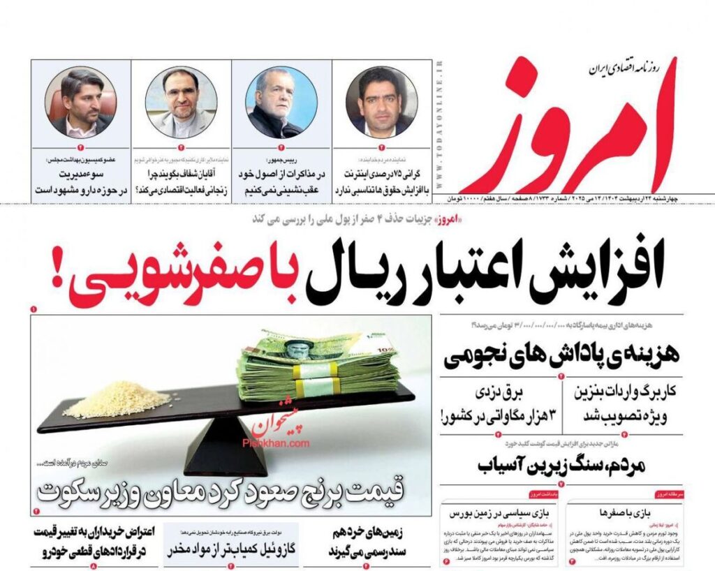 صفحه اول روزنامه های اقتصادی ۲۴ اردیبهشت ۱۴۰۴