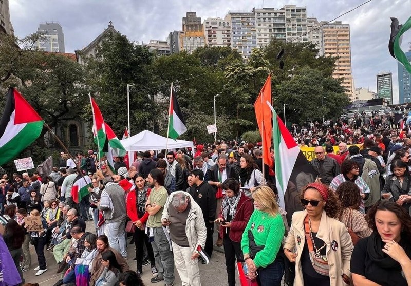 تظاهرات در سائوپائولو در حمایت از فلسطین و ایران