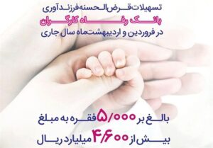 پرداخت 4,600 میلیارد ریال تسهیلات فرزندآوری توسط بانک رفاه