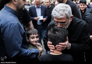 سردار اسماعیل قاآنی، فرمانده نیروی قدس سپاه پاسداران در مراسم چهلمین روز شهادت سپهبد رشید
