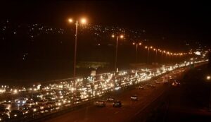 ترافیک سنگین شبانگاهی در محور یکطرفه جاده چالوس