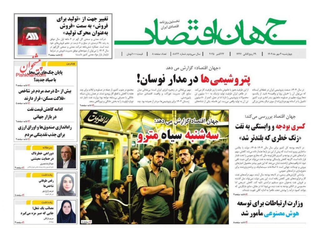 صفحه اول روزنامه های اقتصادی ۳۰ مهر ۱۴۰۴