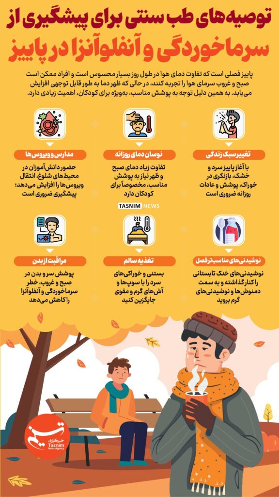 اینفوگرافیک/توصیه های طب سنتی برای پیشگیری از سرماخوردگی و آنفولانزا در پاییز