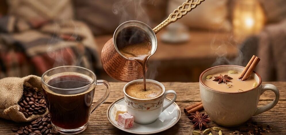 راهنمای جامع انتخاب بین قهوه عربیکا، ترک و چای ماسالا