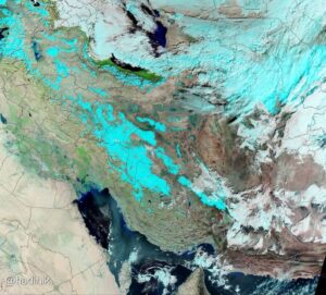 - تصویر ماهواره‌ای ظهر امروز ناسا از پوشش برف در ایران