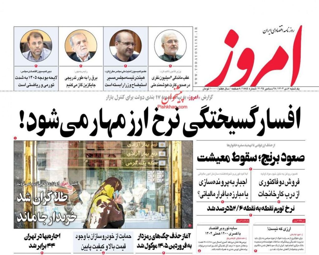 صفحه اول روزنامه های اقتصادی ۷ دی ۱۴۰۴