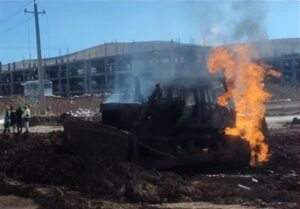 برخورد بولدوزر با لوله اصلی گاز در مسیر کرمانشاه - سراب نیلوفر