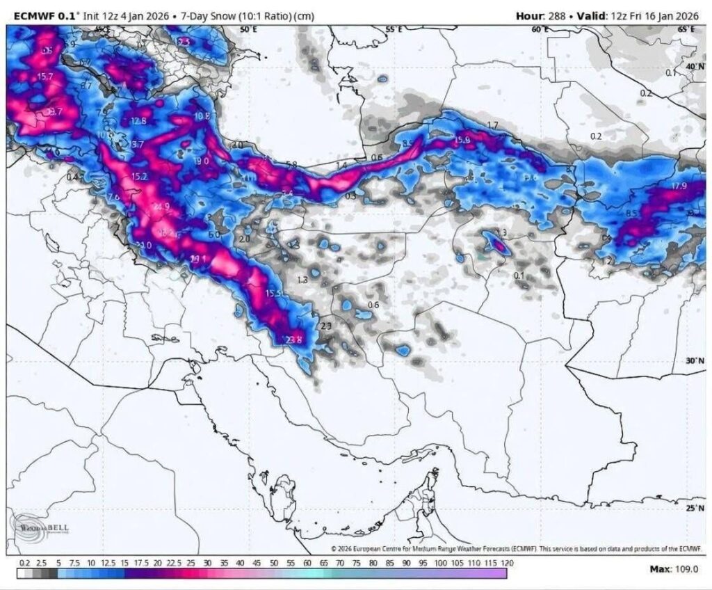 یک هفته برفی و سفید پیش رو داریم!