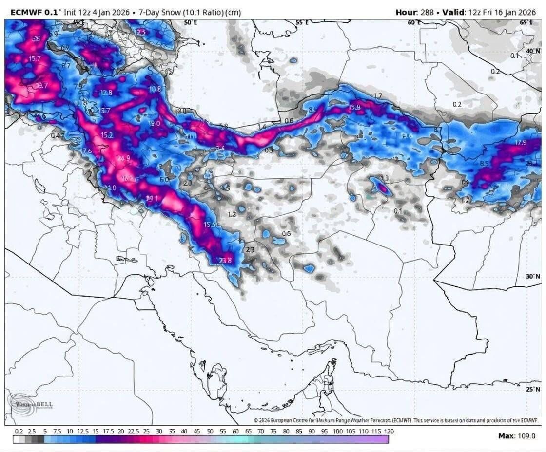 یک هفته برفی و سفید پیش رو داریم!