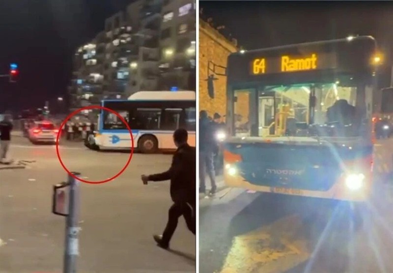 ورود یک اتوبوس به جمع تظاهرات‌کنندگان صهیونیست در قدس اشغالی