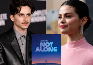 Collage Showing a Man in a Gray Shirt and Black Leather Jacket on the Left a Woman in a Pink Turtleneck on the Right with a Blue