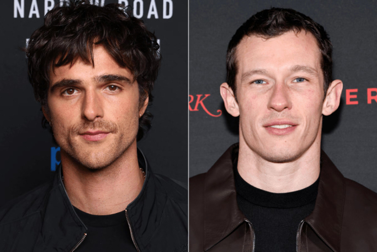 Split screen Image of Two Men in Dark Jackets Close up Headshots Against Dark Backdrops with Neutral Expressions