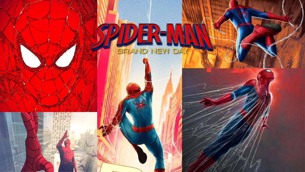 Collage of Spider man Imagery Showing Multiple Poses and Scenes with the